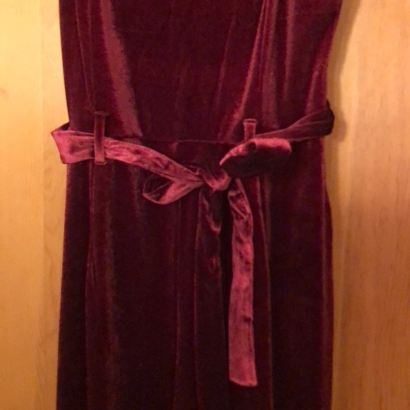 Burgundy Velvet Jumpsuit - Picture 3 of 4